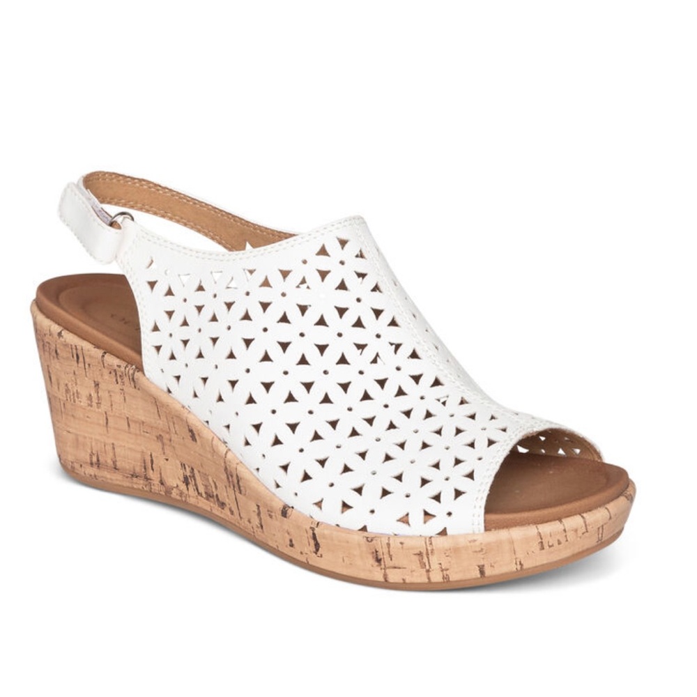 Aetrex Cassidy Wedge Slingback - Size 8.5 - White